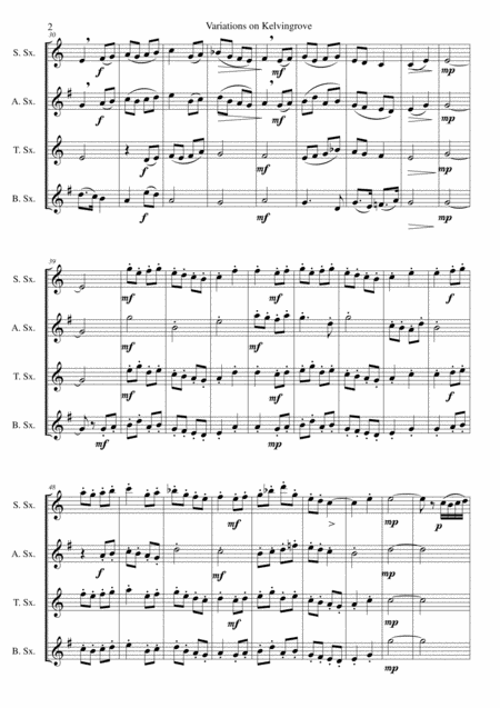 Variations On Kelvingrove Also Known As The Summons Or Will You Come And Follow Me For Saxophone Quartet Page 2