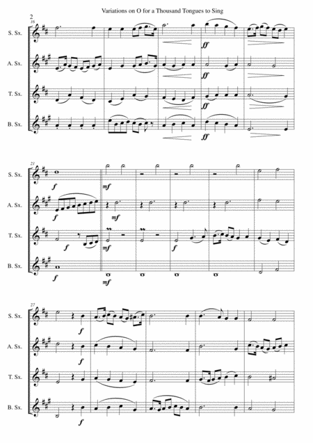 Variations On O For A Thousand Tongues To Sing For Saxophone Quartet Page 2