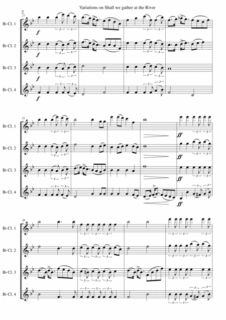 Variations On Shall We Gather At The River For Clarinet Quartet 4 B Flat Clarinets Or 3 Clarinets And 1 Bass Clarinet Page 2