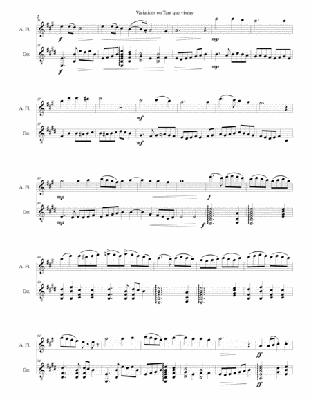 Variations On Tant Que Vivray For Alto Flute And Guitar Page 2