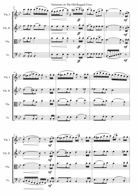 Variations On The Old Rugged Cross For String Quartet Page 2