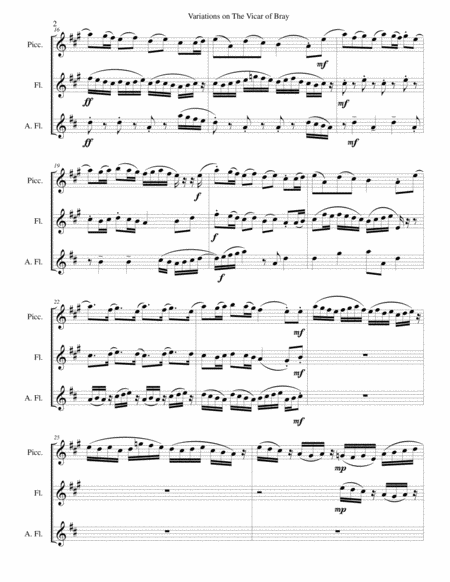 Variations On The Vicar Of Bray For Flute Trio Piccolo Flute And Alto Flute Page 2