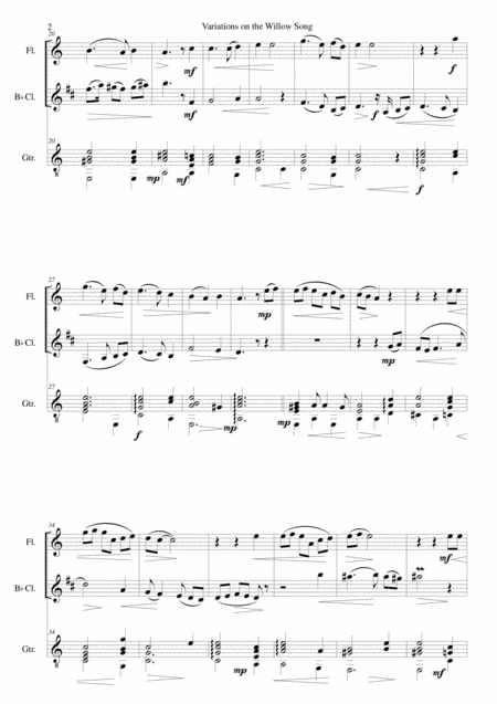 Variations On The Willow Song For Flute Clarinet And Guitar Page 2