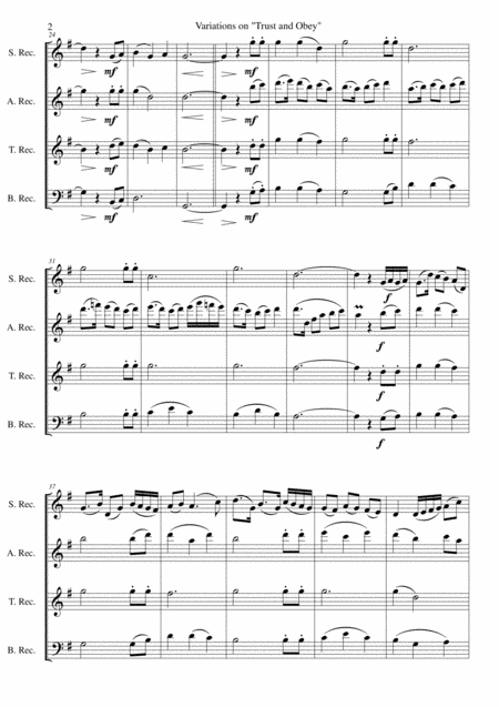 Variations On Trust And Obey For Recorder Quartet Page 2