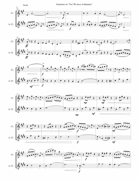 Variations On Yes We Have No Bananas For Clarinet And Alto Clarinet Page 2