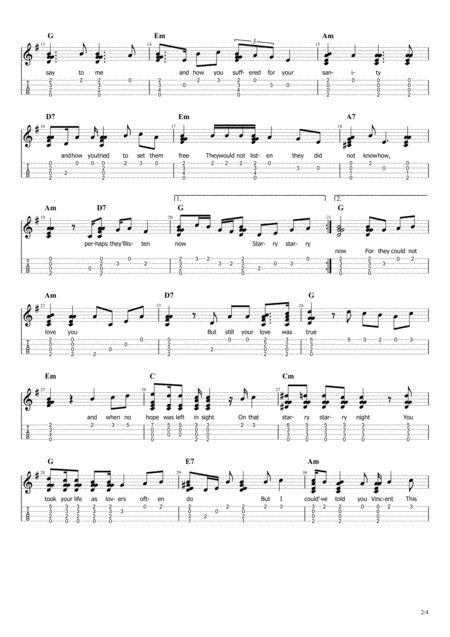 Vincent Starry Starry Night Ukulele Solo Page 2