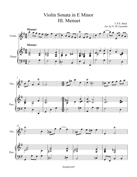 Violin Sonata In E Minor Iii Menuet Page 2