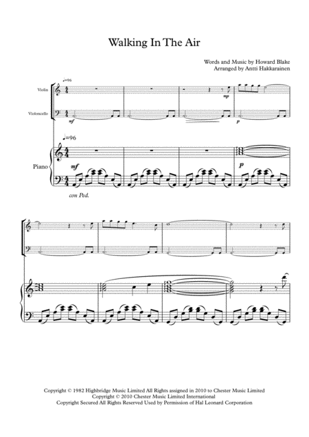 Walking In The Air Piano Trio Page 2