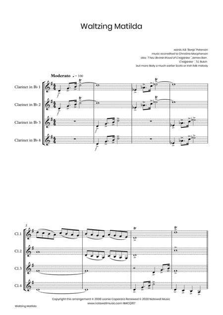 Waltzing Matilda Clarinet Quartet Page 2