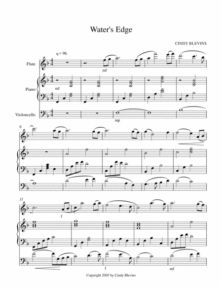 Waters Edge An Original Song For Piano And Flute With An Optional Cello Part Page 2