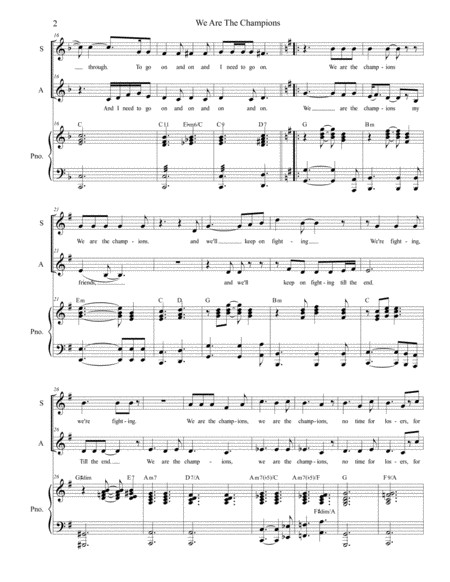 We Are The Champions Duet For Soprano And Alto Solo Page 2