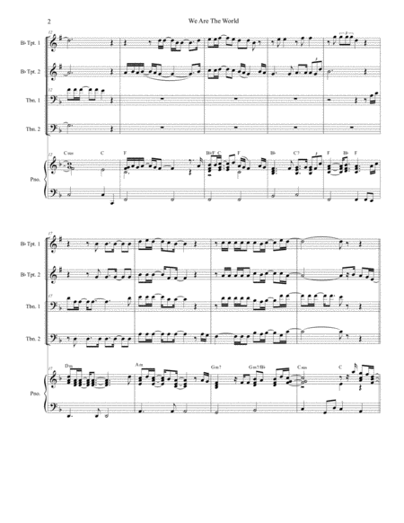 We Are The World For Brass Quartet And Piano Alternate Version Page 2