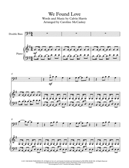 We Found Love Double Bass Solo With Piano Accompaniment Page 2