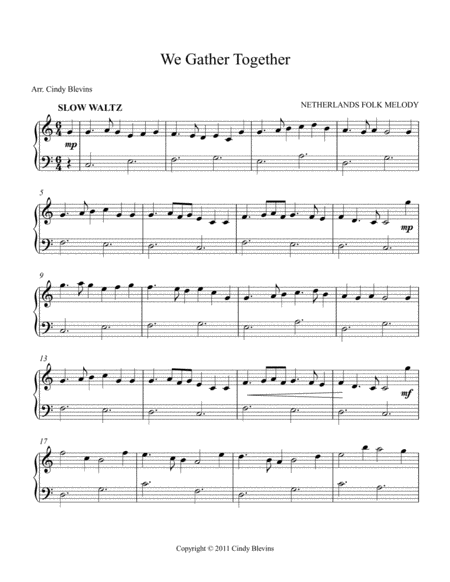 We Gather Together Arranged For Easy Piano Solo Page 2