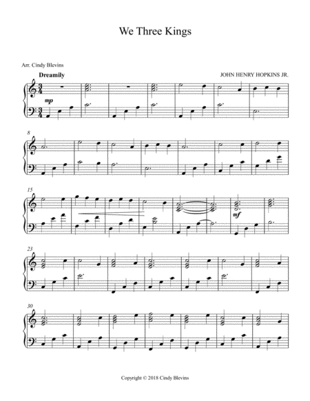 We Three Kings Arranged For Easy Piano Solo Page 2