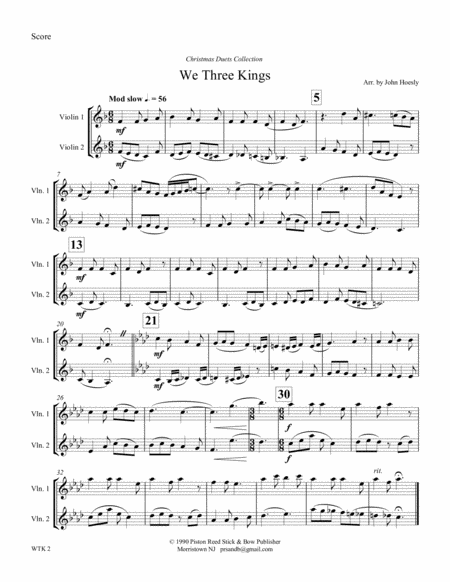 We Three Kings Duet Violin And Violin Page 2