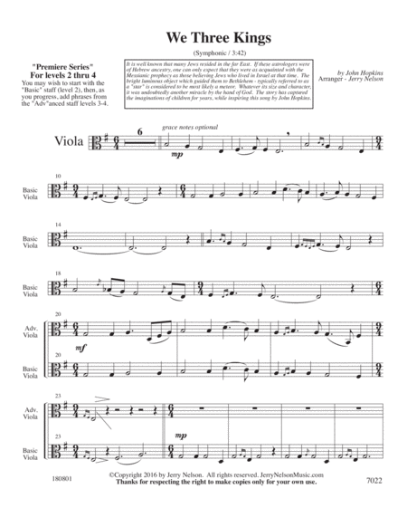 We Three Kings V1 Arrangements Level 2 4 For Viola Written Acc Page 2