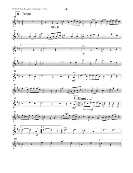 We Wish You A Merry Christmas Variations Violin 1 Part Page 2