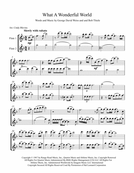 What A Wonderful World Arranged For Flute Duet Page 2