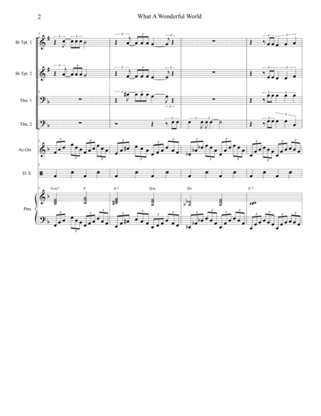 What A Wonderful World For Brass Quartet And Piano Alternate Version Page 2