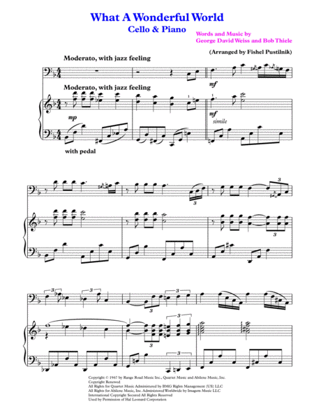 What A Wonderful World For Cello And Piano Page 2