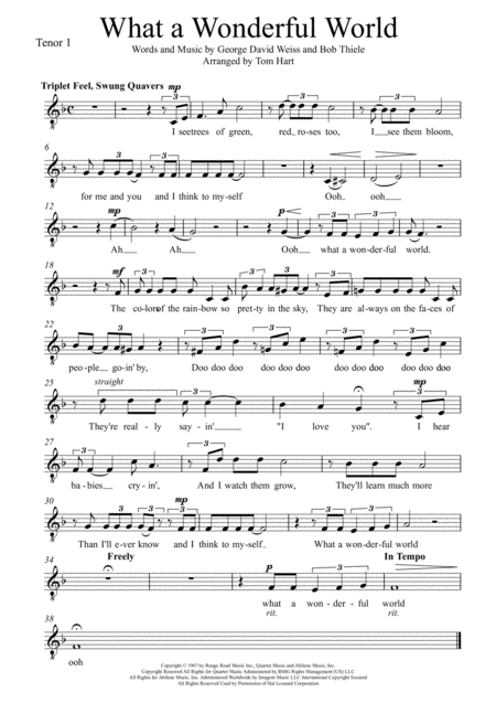 What A Wonderful World Male Ttbb Choir Page 2