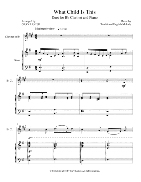 What Child Is This Bb Clarinet Piano Page 2