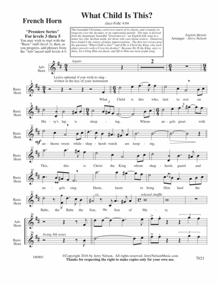 What Child Is This V2 Arrangements Level 3 5 For Horn Written Acc Page 2