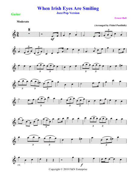 When Irish Eyes Are Smiling For Guitar With Background Track Jazz Pop Version Page 2