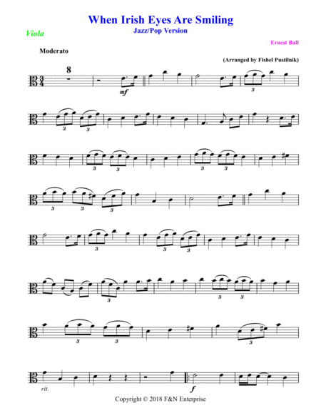 When Irish Eyes Are Smiling For Viola With Background Track Jazz Pop Version Page 2