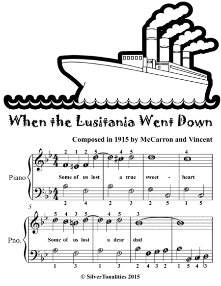 When The Lusitania Went Down Easy Piano Sheet Music Tadpole Edition Page 2