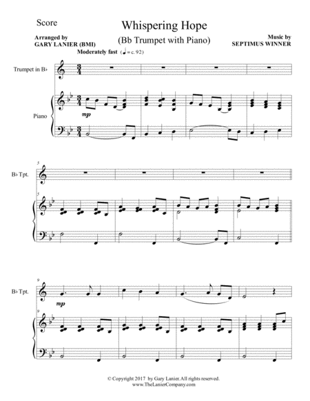 Whispering Hope Duet Bb Trumpet Piano With Score Part Page 2