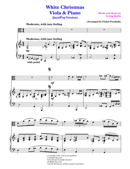 White Christmas For Viola Piano Page 2