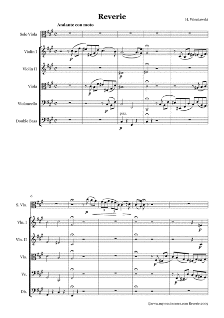 Wieniawski Reverie For Viola And String Orchestra Page 2