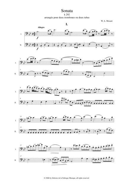 Wolfgang Amadeus Mozart Sonata In Bb K 292 For Two Trombones Page 2