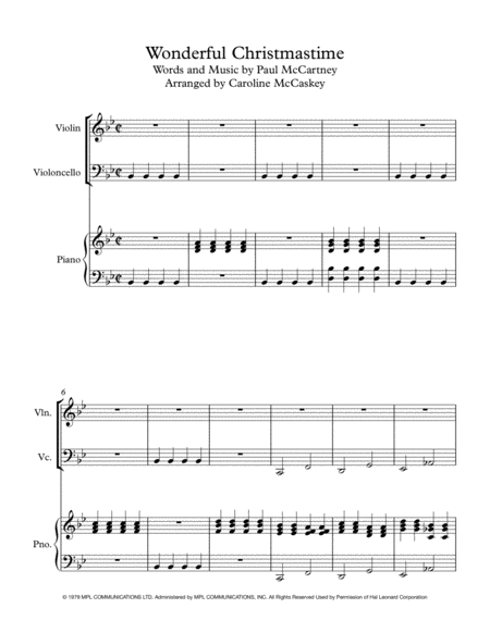 Wonderful Christmastime Intermediate Piano Trio Violin Cello And Piano Page 2