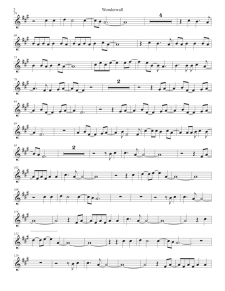 Wonderwall Original Key Flute Page 2