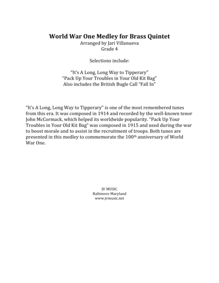 World War I Medley For Brass Quintet Long Long Way To Tipperary And Pack Up Your Troubles Page 2