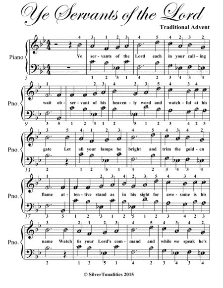 Ye Servants Of The Lord Easy Piano Sheet Music Page 2