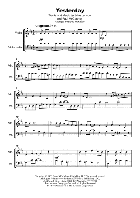 Yesterday Duet For Violin And Cello Page 2