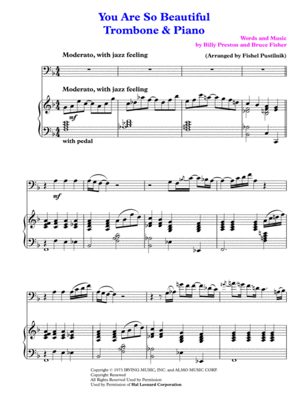 You Are So Beautiful For Trombone And Piano Jazz Pop Version With Improvisation Page 2