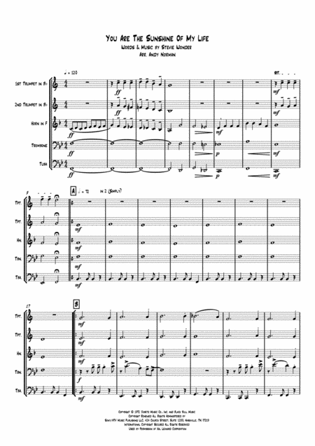 You Are The Sunshine Of My Life Brass Quintet Page 2