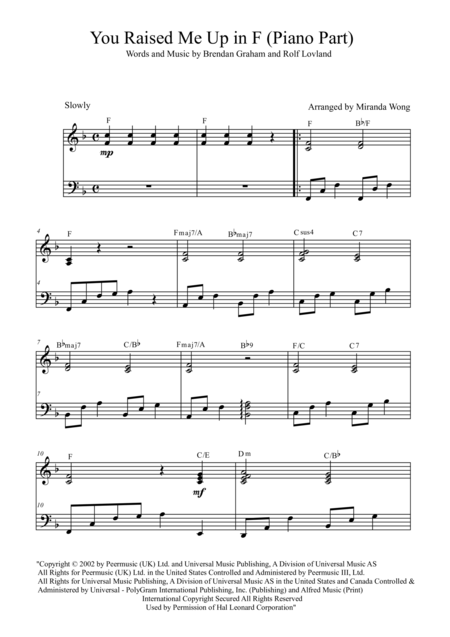 You Raise Me Up Violin And Piano In F Key With Chords Page 2