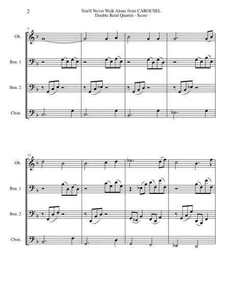 You Will Never Walk Alone From Carousel For Double Reed Quartet Page 2