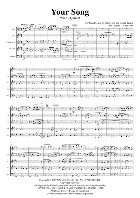 Your Song Elton John Wind Quintet Page 2