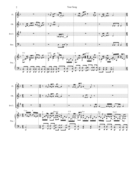 Your Song For Woodwind Quartet And Piano Page 2