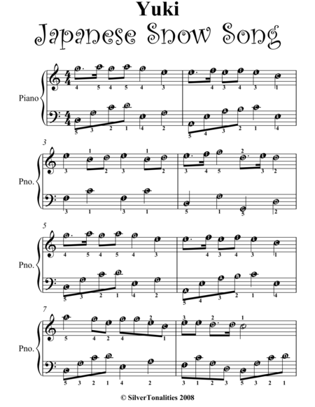 Yuki Japanese Snow Song Easy Piano Sheet Music Page 2