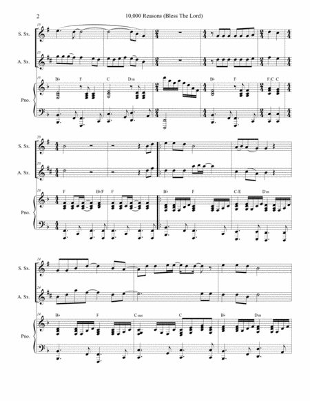 10 000 Reasons Bless The Lord Duet For Soprano And Alto Saxophone Page 2