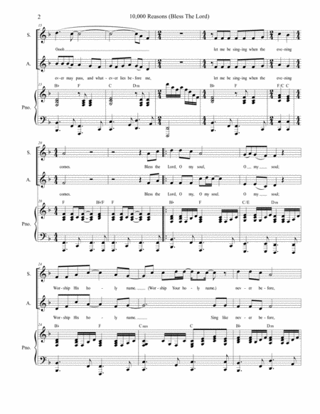 10 000 Reasons Bless The Lord Duet For Soprano And Alto Solo Page 2