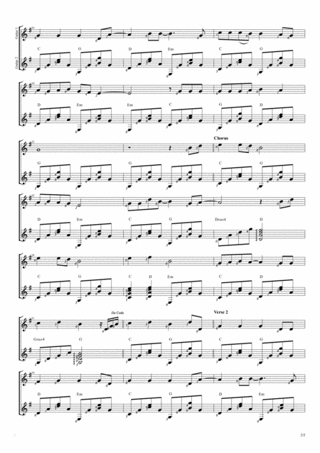 10 000 Reasons Bless The Lord Duet Guitar Score Page 2